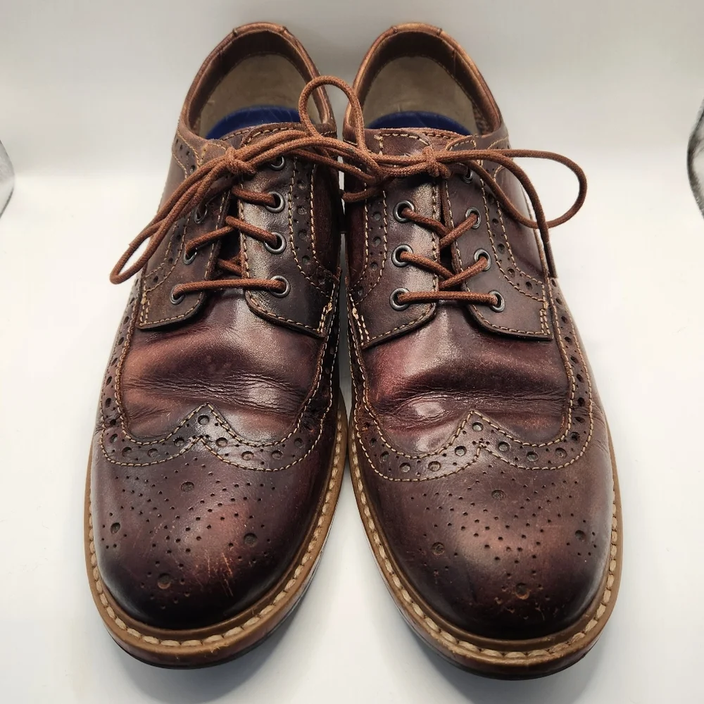 Bostonian Wingtip Brogue Oxford Men's 8 Brown Leather Lace Up Dress‎ Shoe Derby